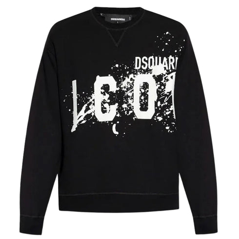 DSQUARED2 Icon Splash Cool Fit Crew Neck Black Sweatshirt M