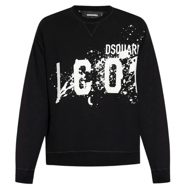 DSQUARED2 Icon Splash Cool Fit Crew Neck Black Sweatshirt M