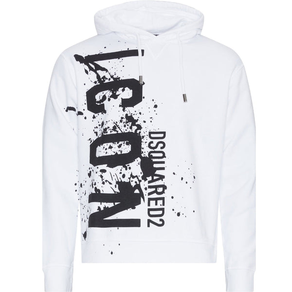 Dsquared2 Cool Fit Icon Splash Logo White Hoodie L