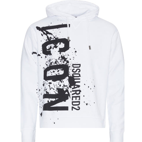 Dsquared2 Cool Fit Icon Splash Logo White Hoodie L