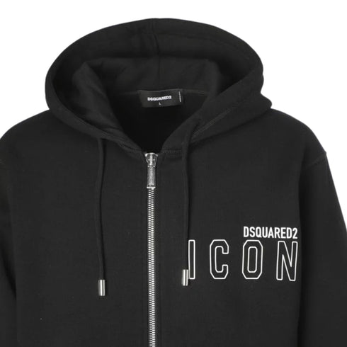 DSQUARED2 Icon Outline Logo Zip Black Hoodie S