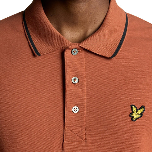 Lyle & Scott Brown Tipped Polo Shirt XS