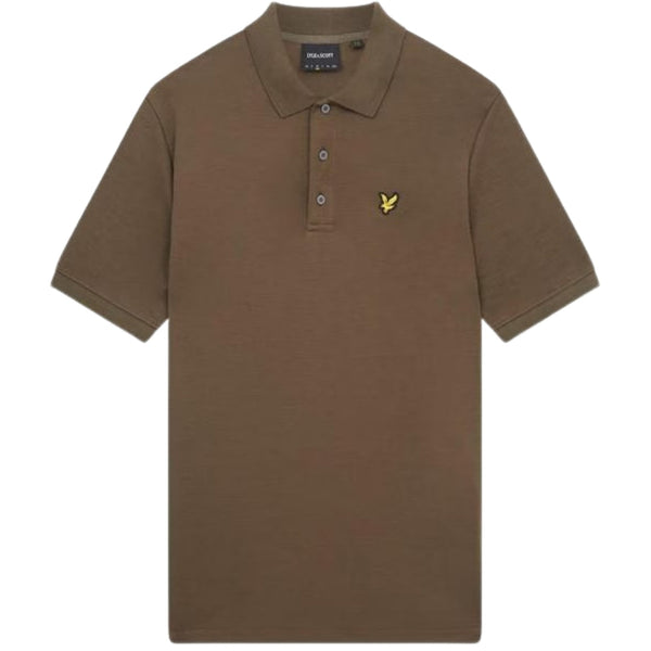Lyle & Scott Form Green Chunky Slub Short Sleeved Polo Shirt XS