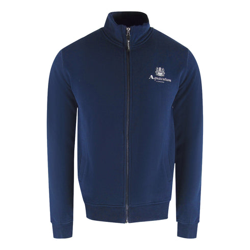 Aquascutum Activemallogo Full Zipock Neck Fleece Navy Sw004 11 Navy Blue Zip Sweater Male - Style Centre Wholesale