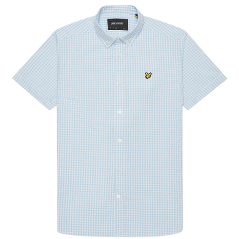 Lyle & Scott Short Sleeve Blue Gringham Shirt S