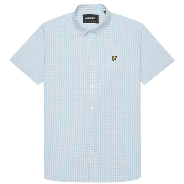 Lyle & Scott Short Sleeve Blue Gringham Shirt S