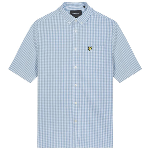 Lyle Scott Short Sleeve Slim Fit Light Blue Gingham Shirt