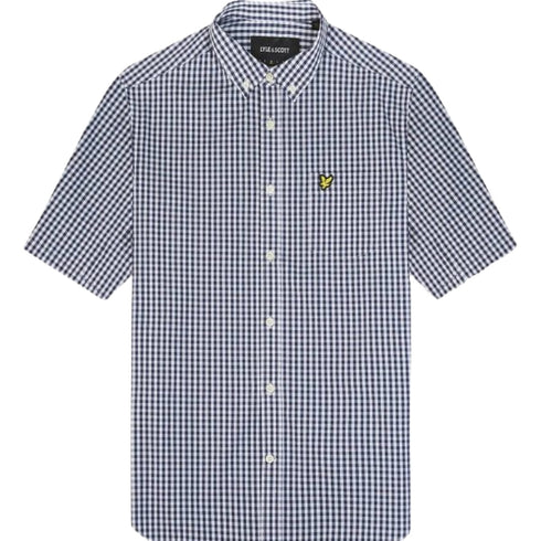 Lyle Scott Short Sleeve Slim Fit Navy Gingham Shirt