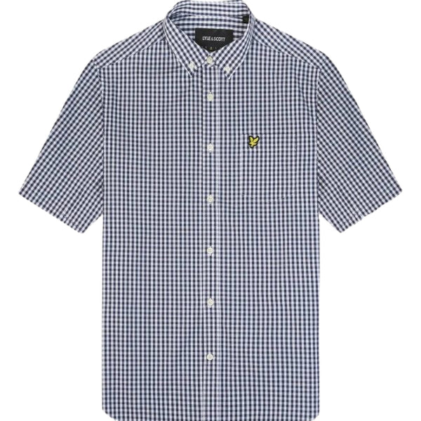 Lyle Scott Short Sleeve Slim Fit Navy Gingham Shirt
