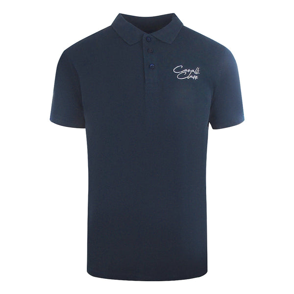 Cavalli Class Signature Logo Navy Blue Polo Shirt