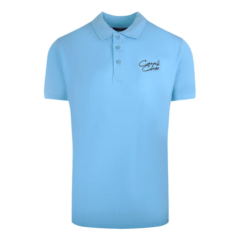 Cavalli Class Signature Logo Light Blue Polo Shirt