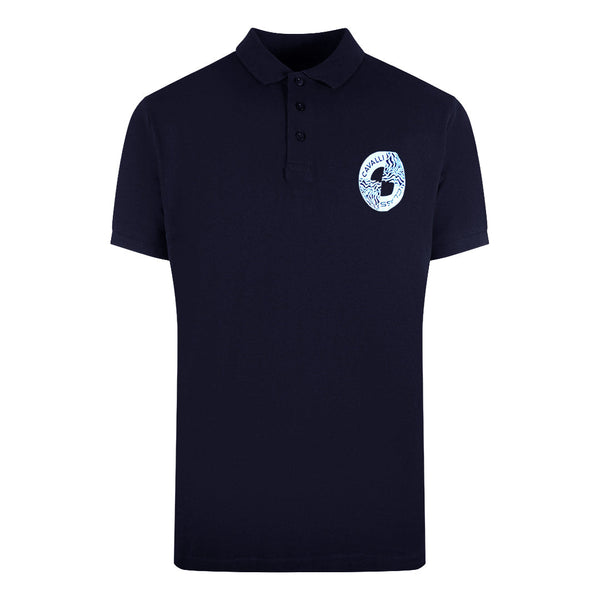 Cavalli Class Circle Logo Navy Blue Polo Shirt