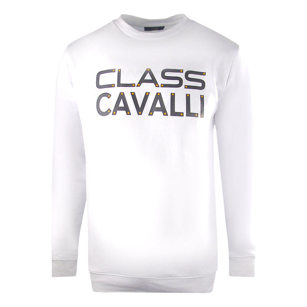 Cavalli Class Large Bold Logo Design White Sweatshirt