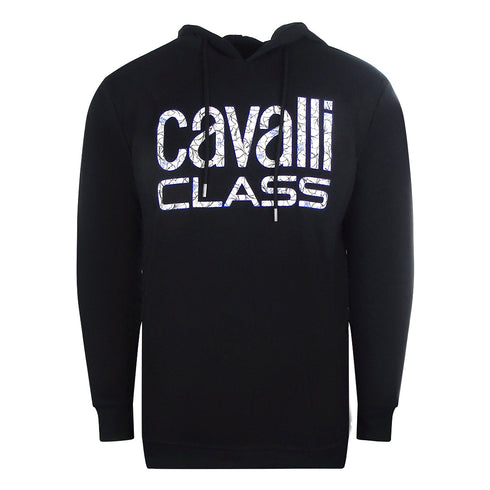 Cavalli Class Floral Logo Navy Blue Hoodie Copy