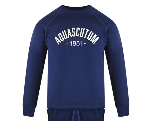 Aquascutum Aa_Ow04_St002 Oldchool Crewneck Navy St002 11 Navy Blue Creckneck And Track Pants Set Male