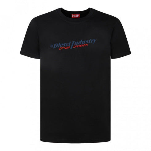 Diesel Industry Denim Logo Black T Shirt