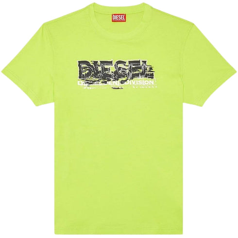 Diesel Mirrored Division Logo Lime Green T-Shirt S