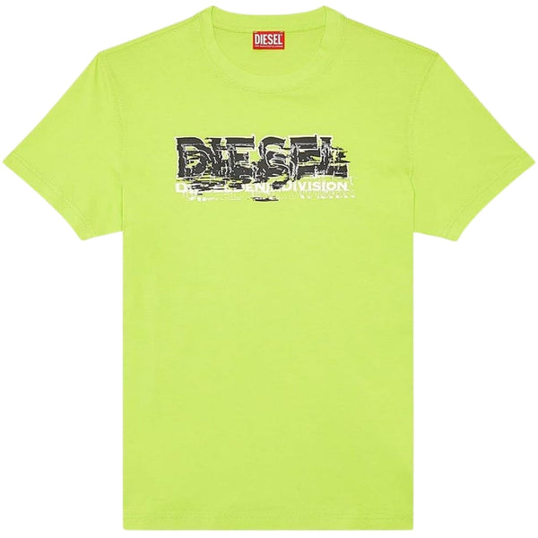 Diesel Mirrored Division Logo Lime Green T-Shirt S