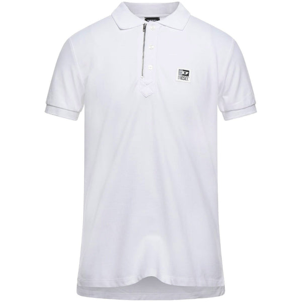 Diesel T-Harry White Zip Closure Polo Shirt S