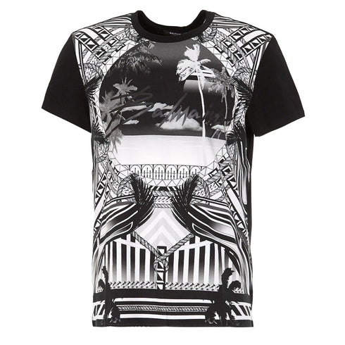 BALMAIN TH01601I296 Balmain Resort Logo Black T-Shirt EAB BLACK T-SHIRT MALE S