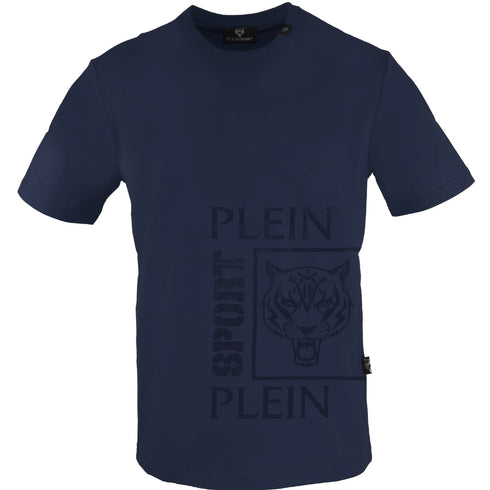 Plein Sport Square Branded Logo Navy Blue T-Shirt TIPS406 85