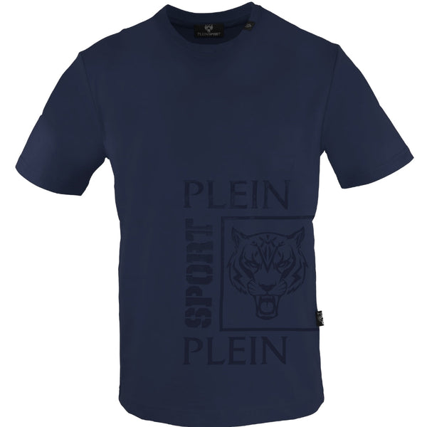 Plein Sport Square Branded Logo Navy Blue T-Shirt TIPS406 85