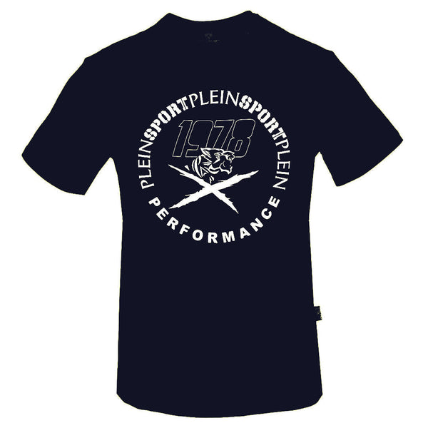 Plein Sport Large White Performance Logo Navy Blue T-Shirt M