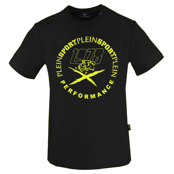 Plein Sport Large Yellow Performance Logo Black T-Shirt L