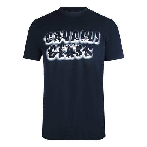 Cavalli Class Smoke Bold Logo Navy Blue T-Shirt TXT61C JD060 04502
