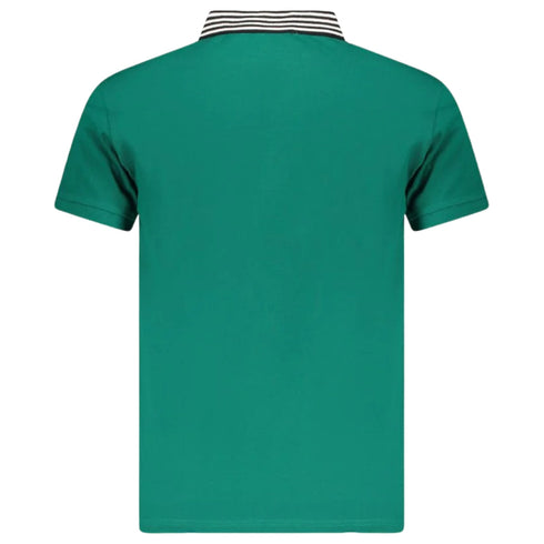 Cavalli Class Striped Collar Green Ottanio Polo Shirt TXT64E KB002 04038