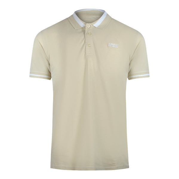Cavalli Class Bold Stripe Beige Sand Polo Shirt TXT64R KB002 03528