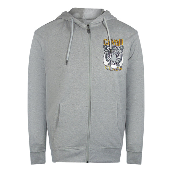 Cavalli Class Txt68A Cf050 05014 Grey Melange Hoodie Zip Sweatshirt Mens - Style Centre Wholesale