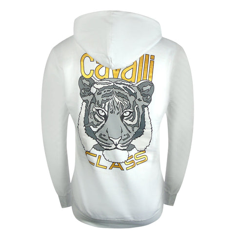 Cavalli Class Bold Tiger Graphic Off White Hoodie TXT68D CF050 00533