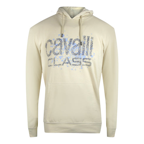 Cavalli Class Cracked Sprayed Logo Beige Hoodie TXT68L CF050 03528