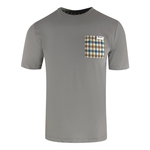 Aquascutum Active Check Pocket T Shirtightelange Grey Ts004 05 Grey T Shirt Male - Style Centre Wholesale