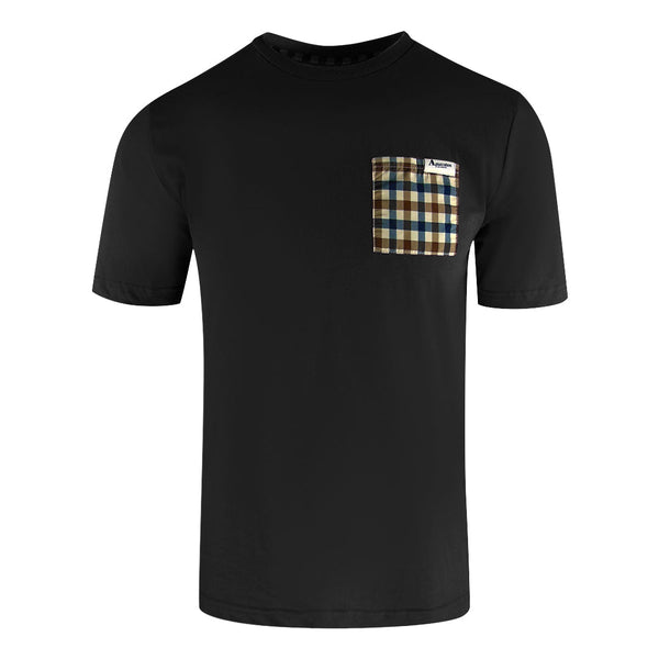Aquascutum Active Check Pocket T Shirt Black Ts004 16 Black T Shirt Male - Style Centre Wholesale