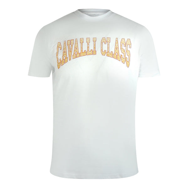 Cavalli Class Varsity Logo Off White T-Shirt TXT61A JD060 00533