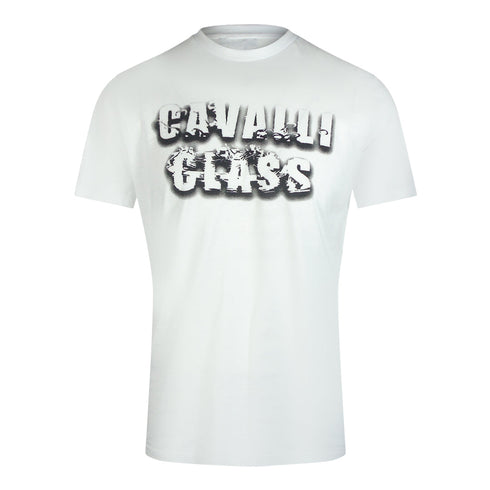 Cavalli Class Smoke Bold Logo Off White T-Shirt TXT61C JD060 00533