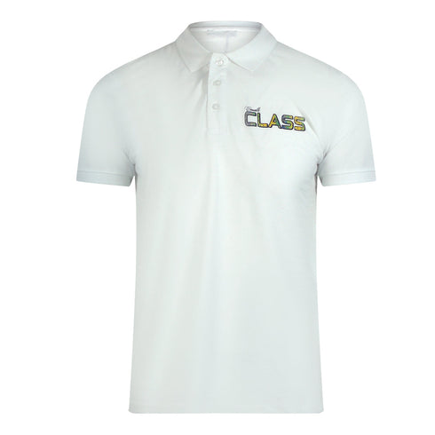 Cavalli Class Vibrant Floral Logo Off White Polo Shirt TXT64L JD060 00533