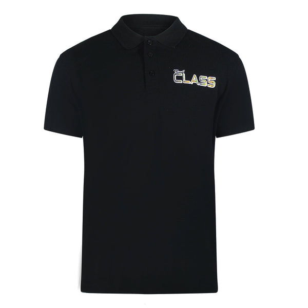 Cavalli Class Vibrant Floral Logo Black Polo Shirt TXT64L JD060 05051