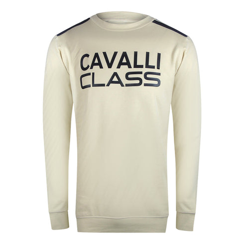 Cavalli Class Txt66A Cf050 03528 Beige Sand Round Neck Sweatshirt Mens - Style Centre Wholesale