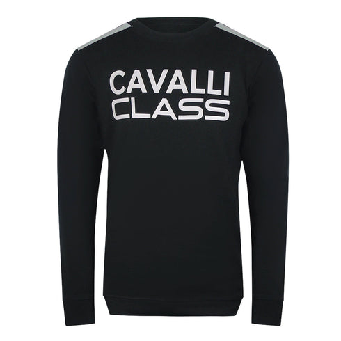 Cavalli Class Txt66A Cf050 05051 Black Round Neck Sweatshirt Mens - Style Centre Wholesale