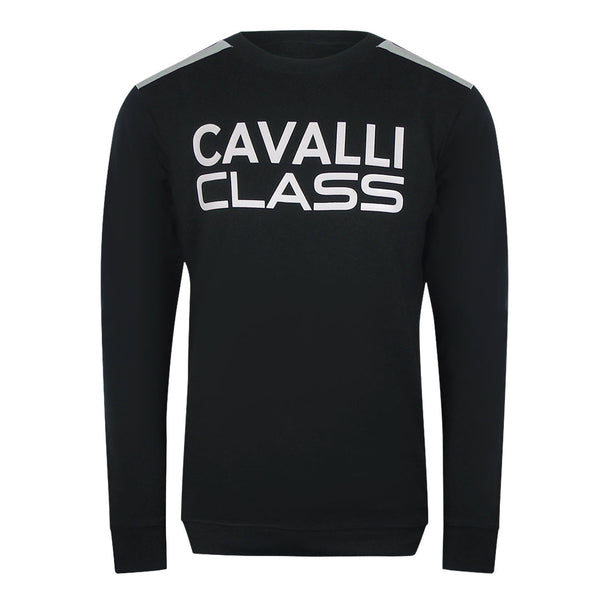 Cavalli Class Txt66A Cf050 05051 Black Round Neck Sweatshirt Mens - Style Centre Wholesale