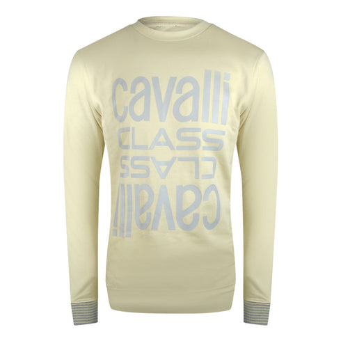 Cavalli Class Txt66C Cf050 03528 Beige Sand Round Neck Sweatshirt Mens - Style Centre Wholesale