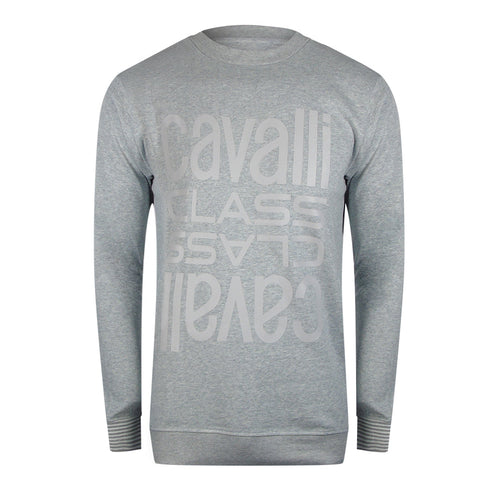 Cavalli Class Txt66C Cf050 05001 Grey Round Neck Sweatshirt Mens - Style Centre Wholesale