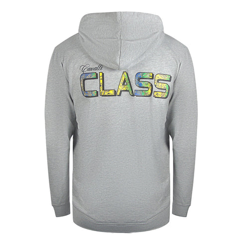 Cavalli Class Bold Floral Logo Grey Zip-Up Hoodie TXT68H CF050 05014
