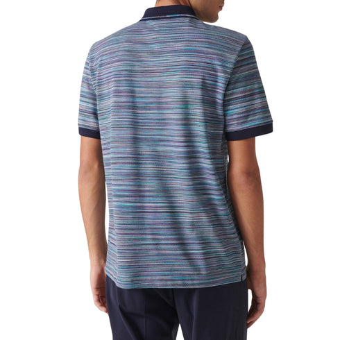 Missoni Short Sleeve Polo Blue And Purple Space Dyed S