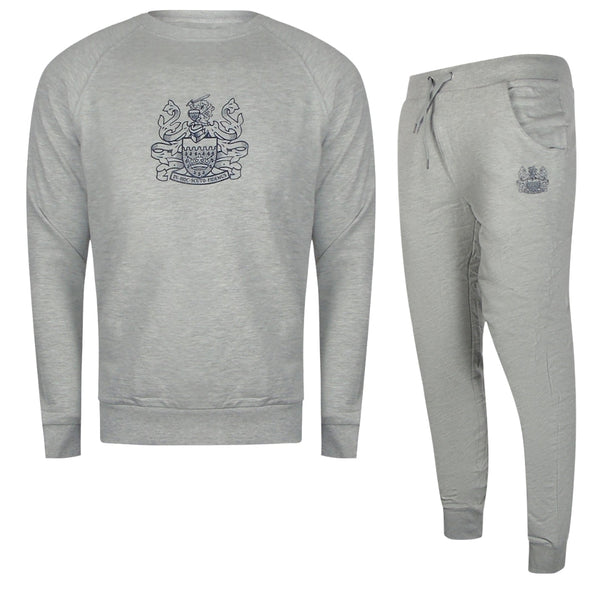 Aquascutium Iconic Crest Crewnecket St001 11 Grey Creckneck And Track Pants Set Male