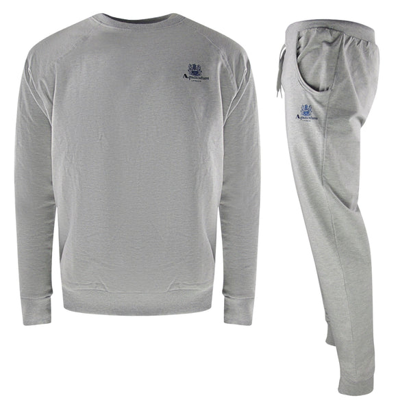Aquascutum Small Iconic Crest Crew Neck Grey Track Set