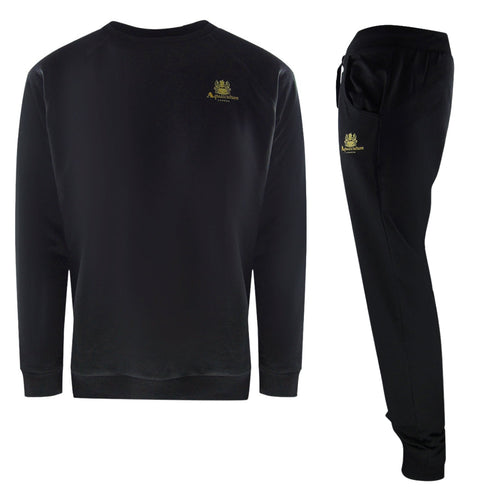Aquascutum Small Iconic Crest Black Crewneck Track Set - Style Centre Wholesale